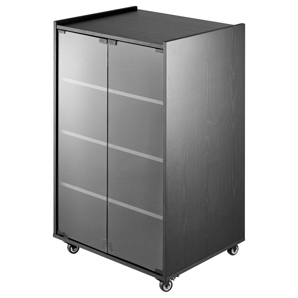 VEVOR 5-Tier AV Media Stand with Wheels Wooden Audio-Video Media Stand Black 