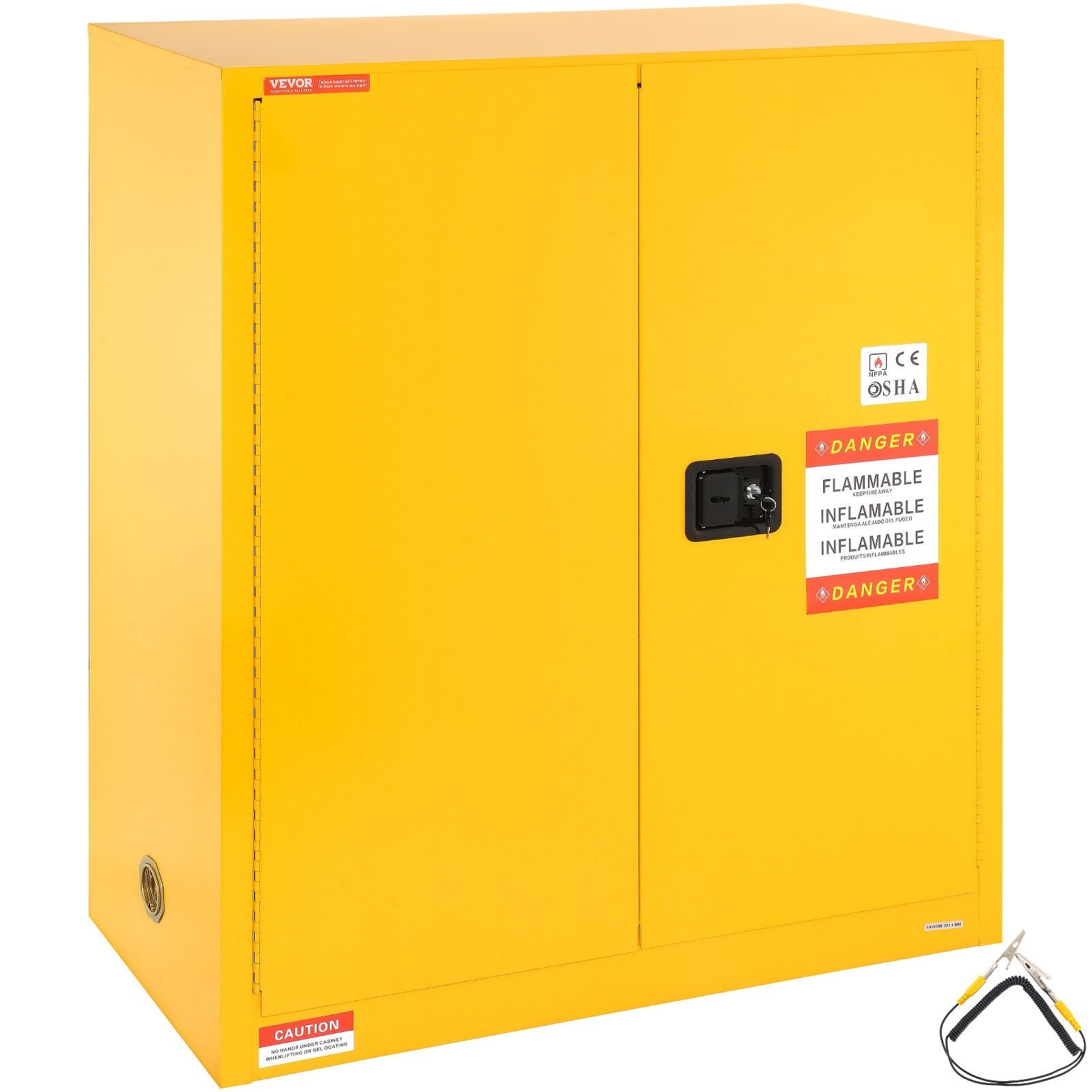 VEVOR Flammable Safety Cabinet, 30 Gal, Cold-Rolled Steel Flammable Liquid Storage Cabinet, 43.1x18.1x50.1 in Explosion Proof with 1 Adjustable Shelf 2 Manual Closing Doors for Industrial Use, Yellow 