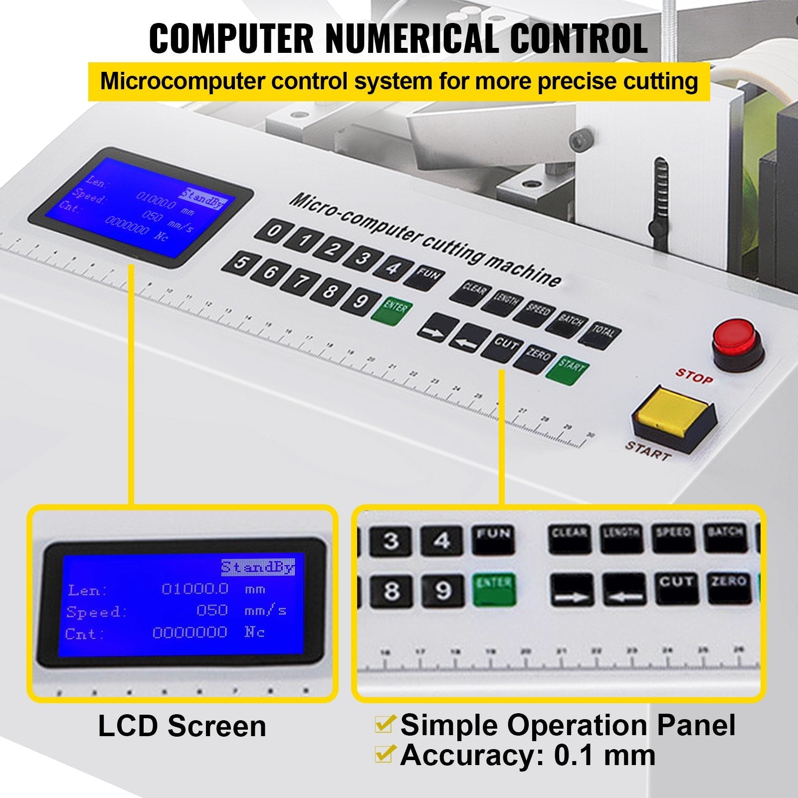 VEVOR Automatic Heat-Shrink Tube Cutting Machine 250W YS100 Tube Cable Pipe Cutter Precise Efficient Tube Cable Pipe Cutter Cutting Machine for Sleeve, Rubber/Plastic Tube, Small Wire, Sheet, Film 