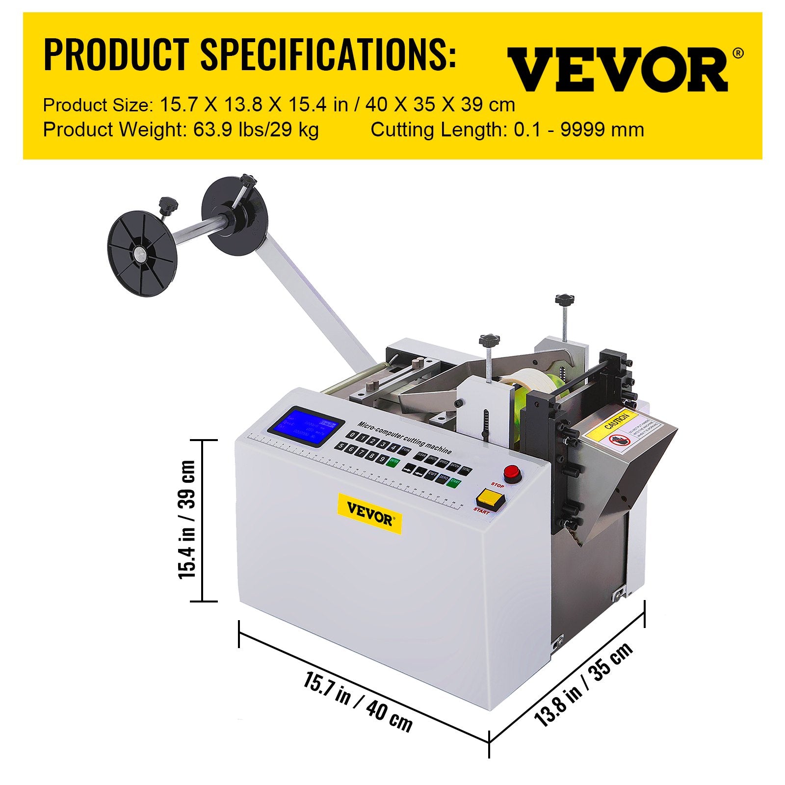 VEVOR Automatic Heat-Shrink Tube Cutting Machine 250W YS100 Tube Cable Pipe Cutter Precise Efficient Tube Cable Pipe Cutter Cutting Machine for Sleeve, Rubber/Plastic Tube, Small Wire, Sheet, Film 