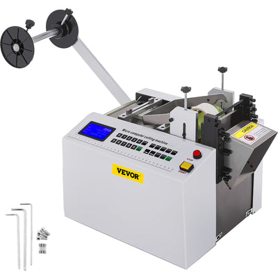 VEVOR Automatic Heat-Shrink Tube Cutting Machine 250W YS100 Tube Cable Pipe Cutter Precise Efficient Tube Cable Pipe Cutter Cutting Machine for Sleeve, Rubber/Plastic Tube, Small Wire, Sheet, Film 