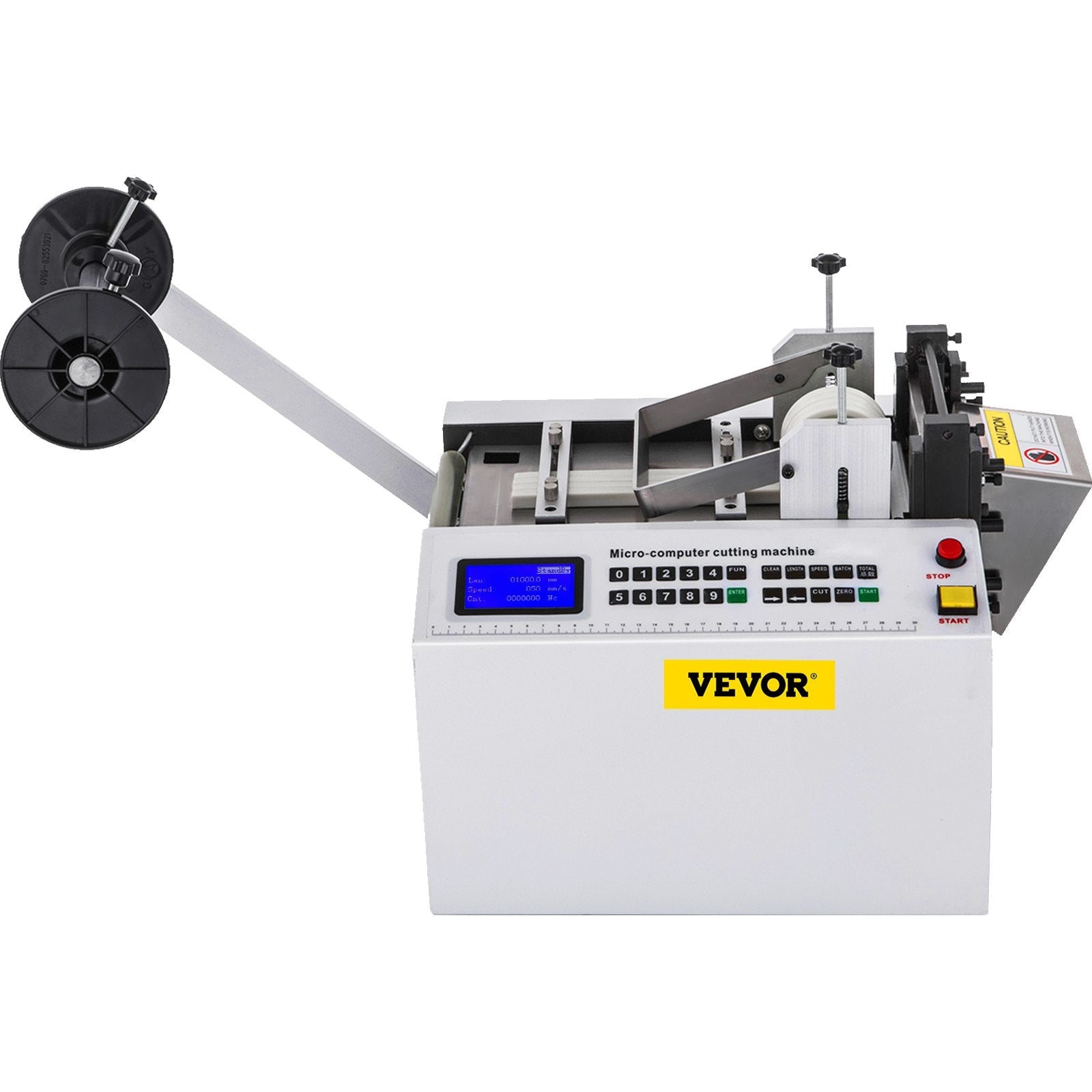 VEVOR Automatic Heat-Shrink Tube Cutting Machine 250W YS100 Tube Cable Pipe Cutter Precise Efficient Tube Cable Pipe Cutter Cutting Machine for Sleeve, Rubber/Plastic Tube, Small Wire, Sheet, Film 