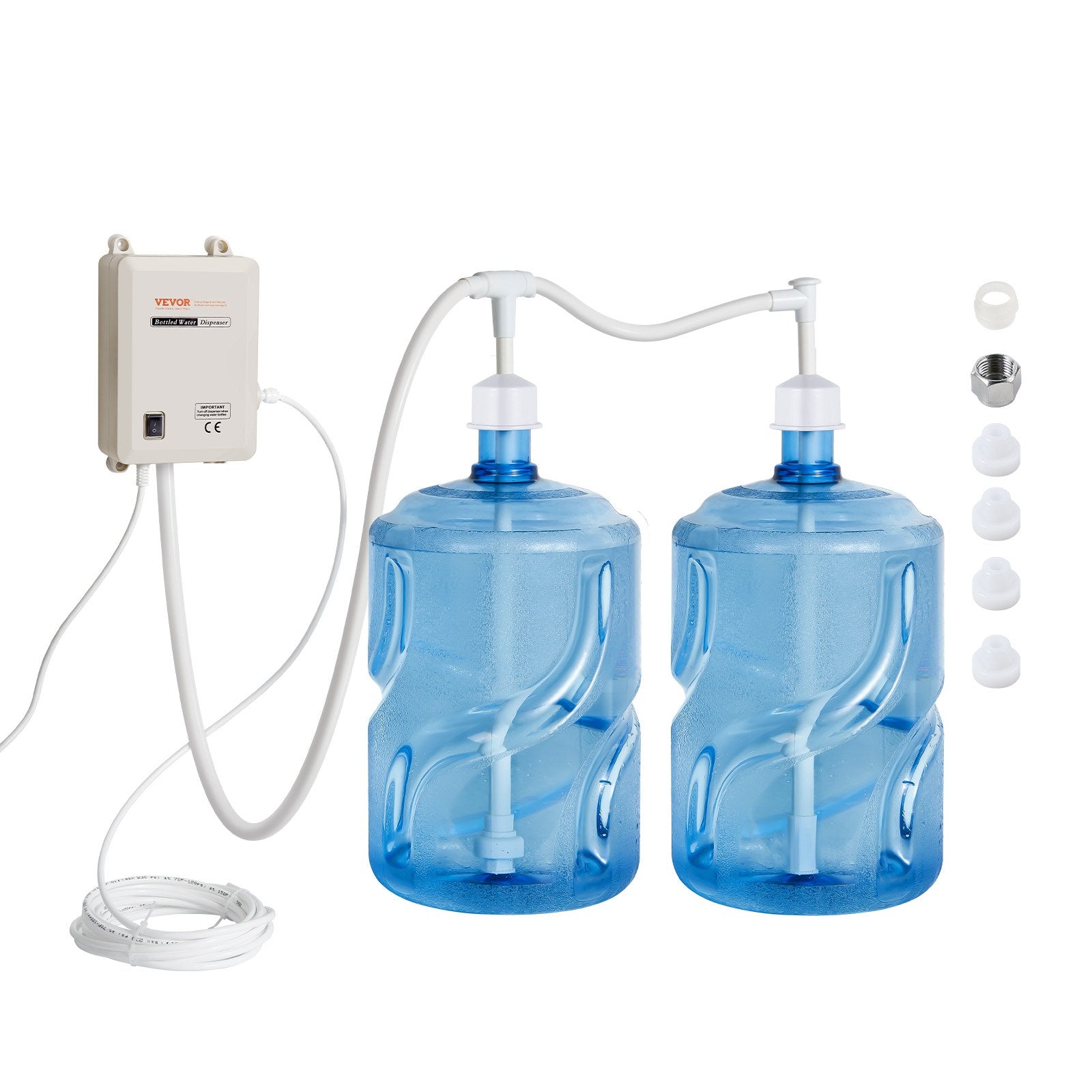 VEVOR Bottled Water Dispensing System 20 ft Water Dispensing Pump System with US Plug 115V AC Perfect for 5 Gallon Bottle (Dual Inlet) Bottled Water Dispensing System 20 ft with with US Plug 115V AC P 