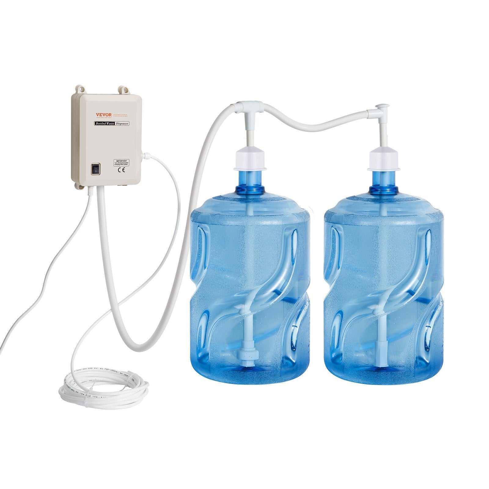 VEVOR Bottled Water Dispensing System 20 ft Water Dispensing Pump System with US Plug 115V AC Perfect for 5 Gallon Bottle (Dual Inlet) Bottled Water Dispensing System 20 ft with with US Plug 115V AC P 