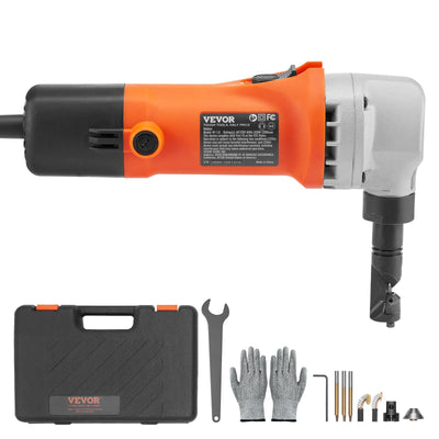 VEVOR Sheet Metal Nibbler, 550W Powerful 2200 RPM High Speed, 360 Degree Rotation Electric Nibbler Metal Cutter, Straight Curve and Circle Cutting for Stainless Steel, Aluminum, Plastic, Wood Board 