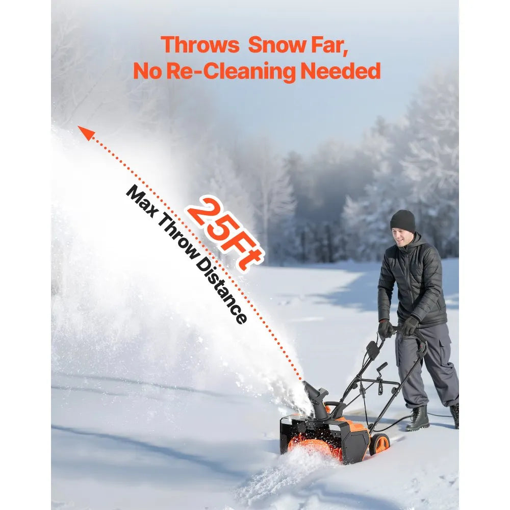 23-Inch Electric Snow Blower with 15A Motor, Dual LED Headlights and Rotating Chute