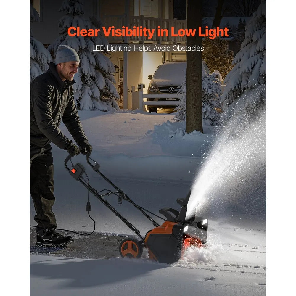 23-Inch Electric Snow Blower with 15A Motor, Dual LED Headlights and Rotating Chute