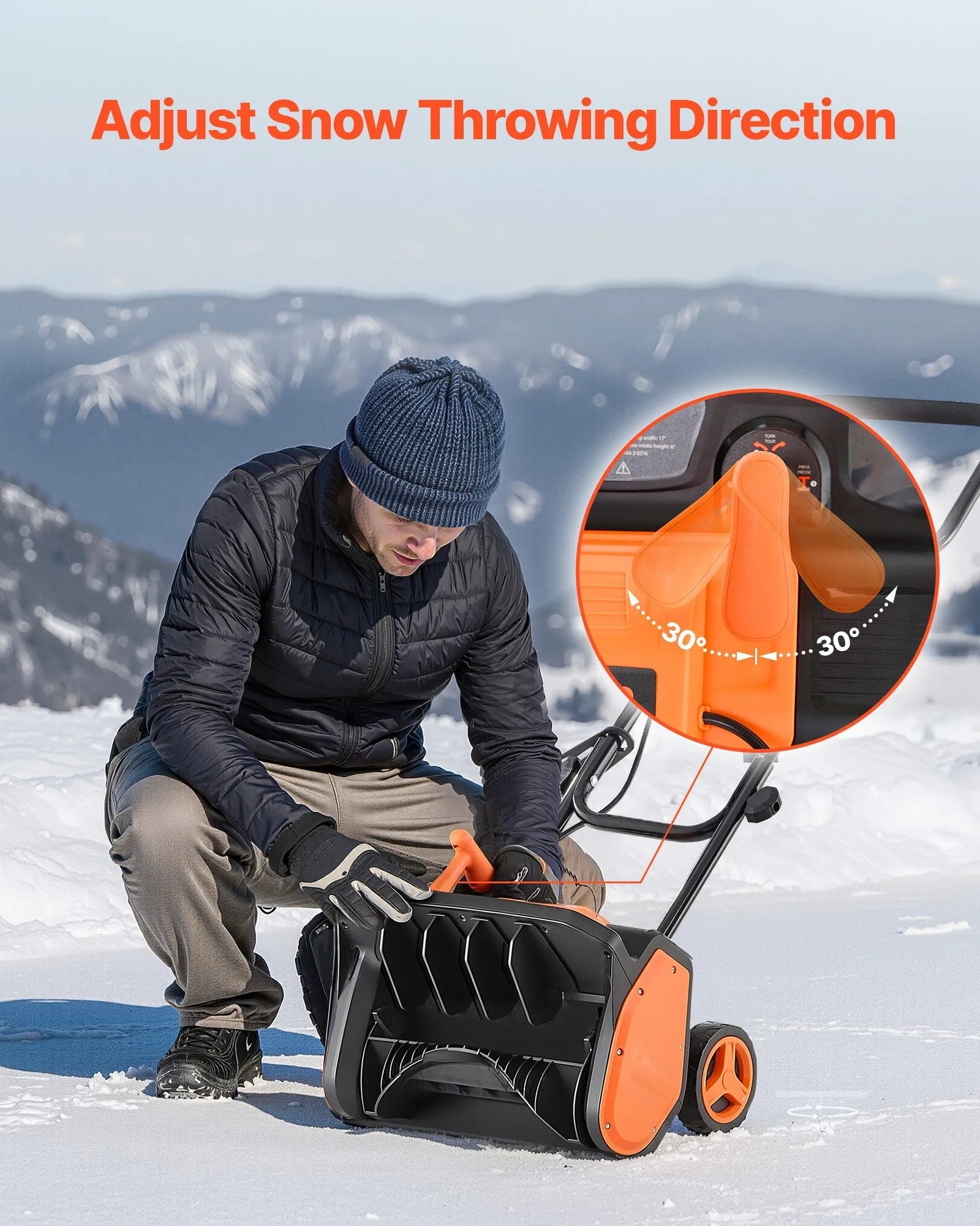 VEVOR Electric Snow Shovel, 12A 17 inch Corded Snow Shovel, 60° Adjustable Chute, 20 ft Throwing Distance, Snowthrower with Dual Safety Switch, Winter Ice Removal Tool for Driveway Sidewalk Patio 