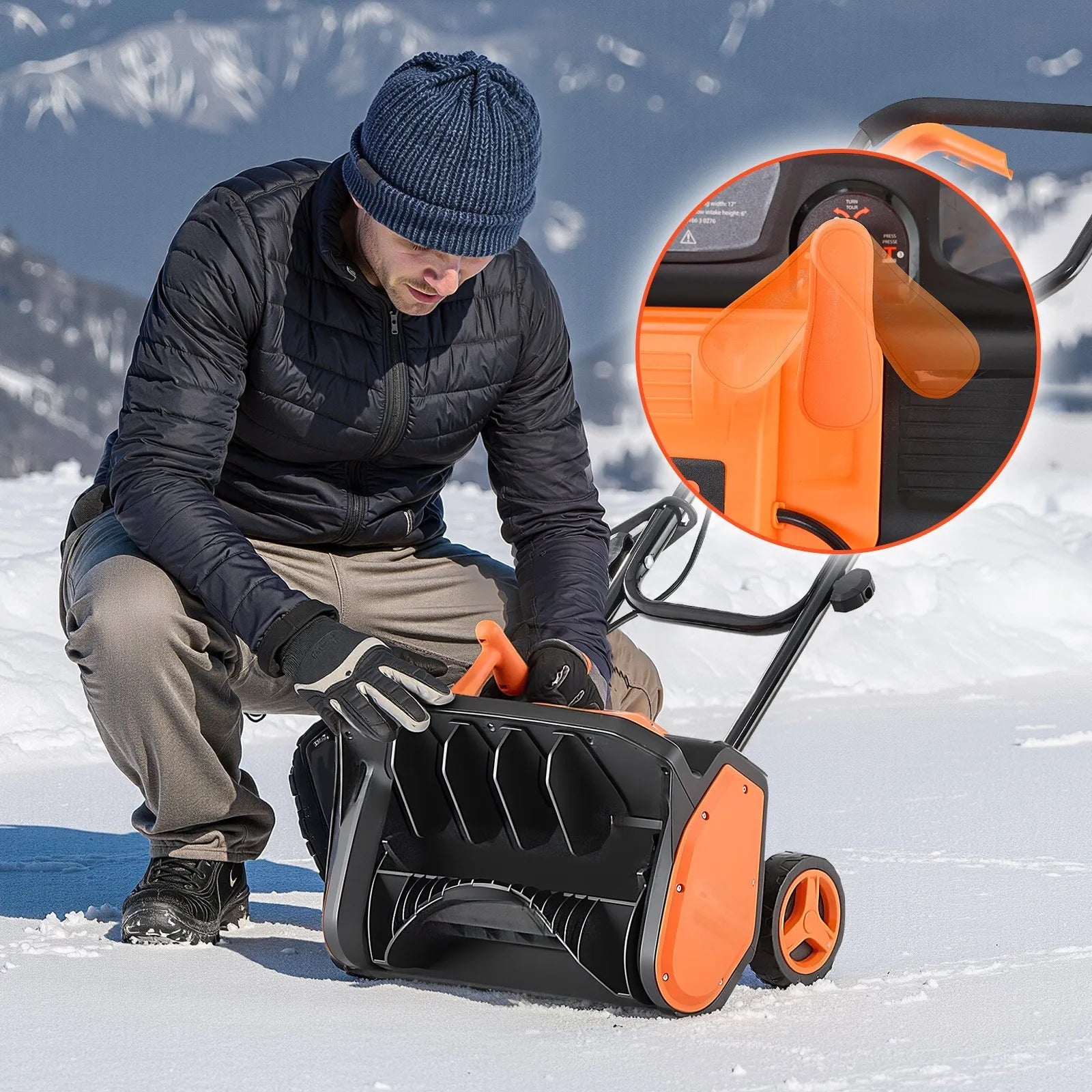 VEVOR Electric Snow Shovel, 12A 17 inch Corded Snow Shovel, 60° Adjustable Chute, 20 ft Throwing Distance, Snowthrower with Dual Safety Switch, Winter Ice Removal Tool for Driveway Sidewalk Patio 