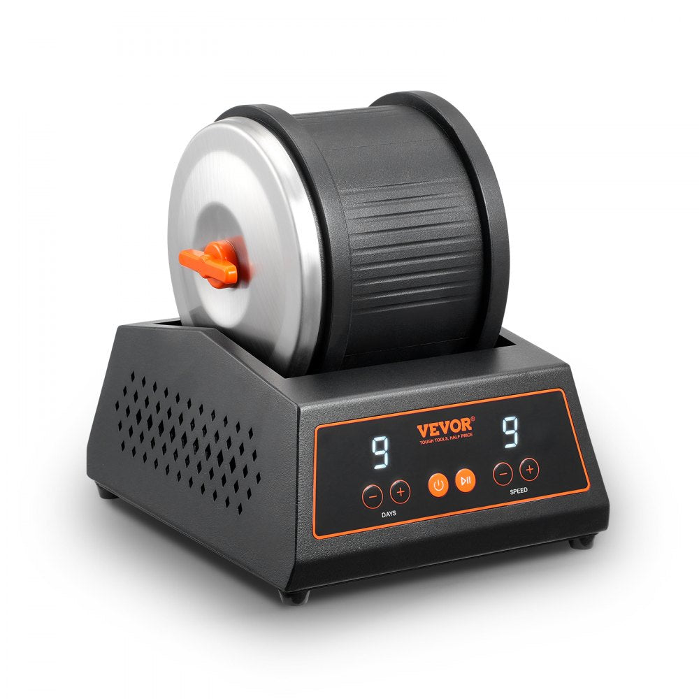 VEVOR Rock Tumbler Machine 4 lbs Rock Polishing Kit 9 Speed 9-Day Timer Steel 
