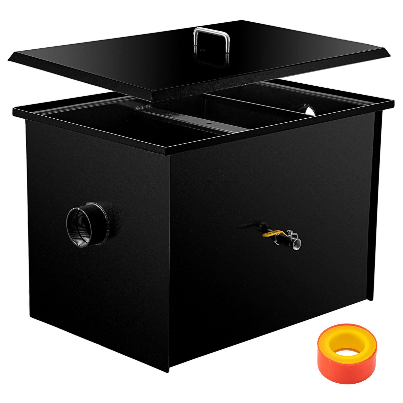VEVOR Commercial Grease Interceptor 7 GPM Commercial Grease Trap 14 LB Grease Interceptor Carbon Steel Grease Trap with Side Water Inlet Under Sink Grease Trap for Restaurant Factory Home Kitchen 