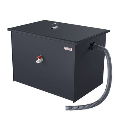 VEVOR Commercial Grease Trap, 40 LBS Grease Interceptor, Side Inlet Interceptor, Under Sink Carbon Steel Grease Trap, 15.2 GPM Waste Water Oil-water Separator, for Restaurant Canteen Home Kitchen 