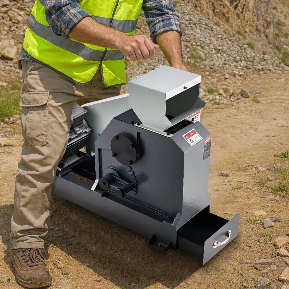 VEVOR Jaw Crusher Machine, 4KW High Power Rock Stone Crush Machine, 7.87 x 9.65 inch Feeding Port, 1740 RPM Speed Stone Shatter Grinder, Electric Stone Shatter 220V, for Rock Coal Glass Bottle 