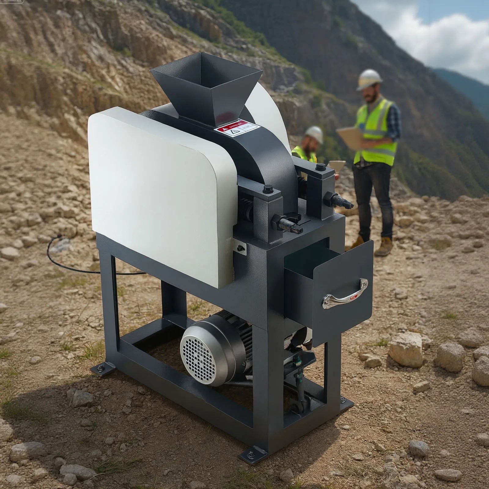 VEVOR Rock Crusher, 220V Double Roller Crushers, Industrial Shredder with 2.56x0.59 inch Dual Feed Inlets, 1740RPM Speed Stone Grinder Rock Crusher, 1.5KW Electric Shatter Pulverizer, 860kg/h Crushing 