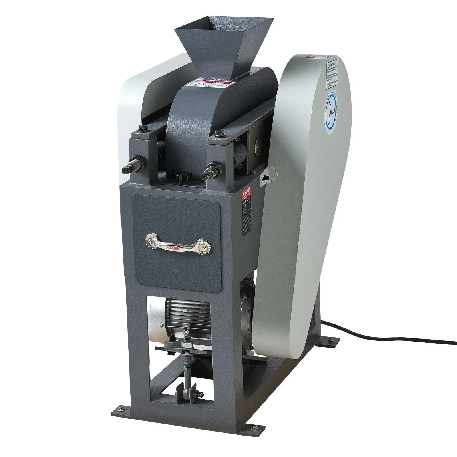 VEVOR Rock Crusher, 220V Double Roller Crushers, Industrial Shredder with 2.56x0.59 inch Dual Feed Inlets, 1740RPM Speed Stone Grinder Rock Crusher, 1.5KW Electric Shatter Pulverizer, 860kg/h Crushing 