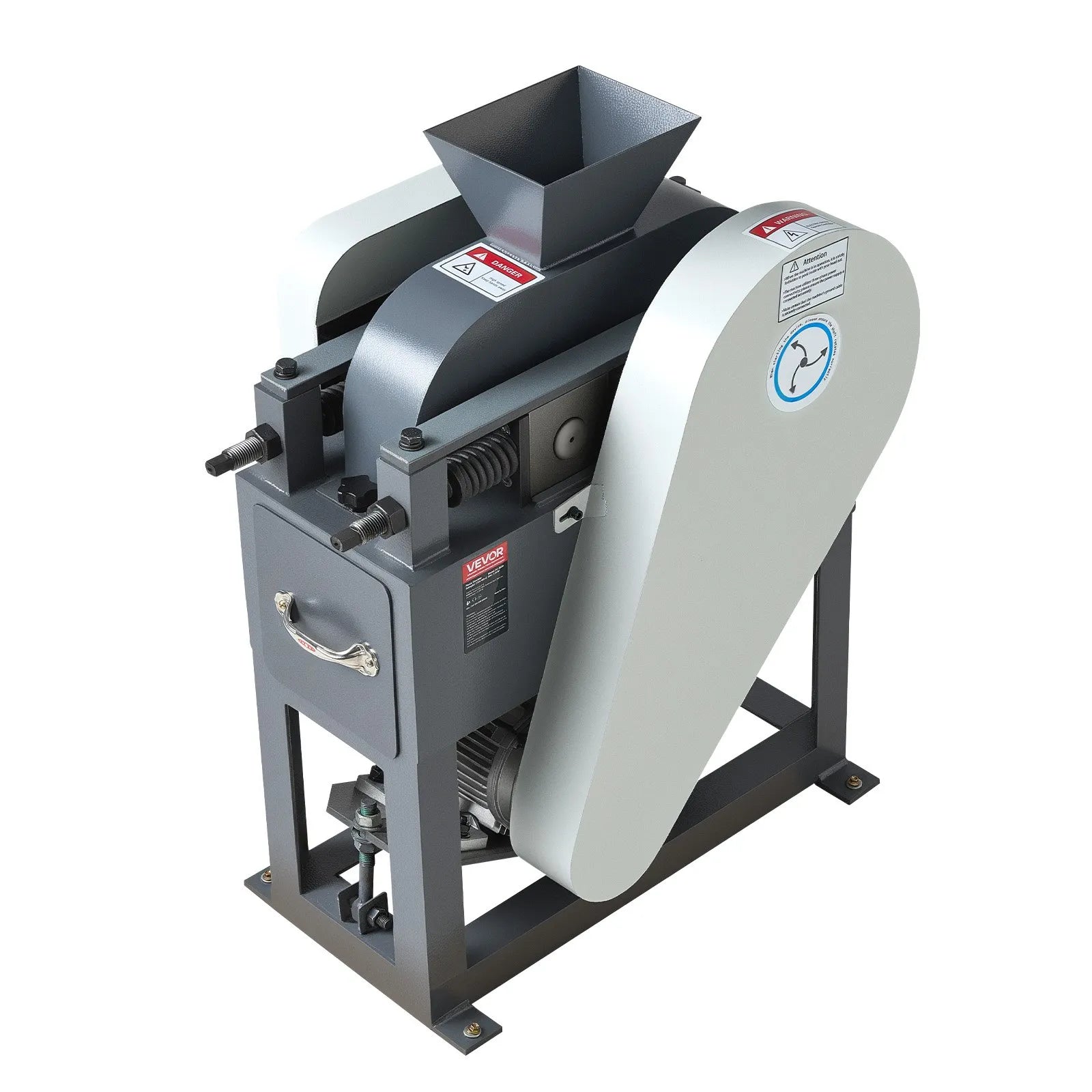 VEVOR Rock Crusher, 220V Double Roller Crushers, Industrial Shredder with 2.56x0.59 inch Dual Feed Inlets, 1740RPM Speed Stone Grinder Rock Crusher, 1.5KW Electric Shatter Pulverizer, 860kg/h Crushing 