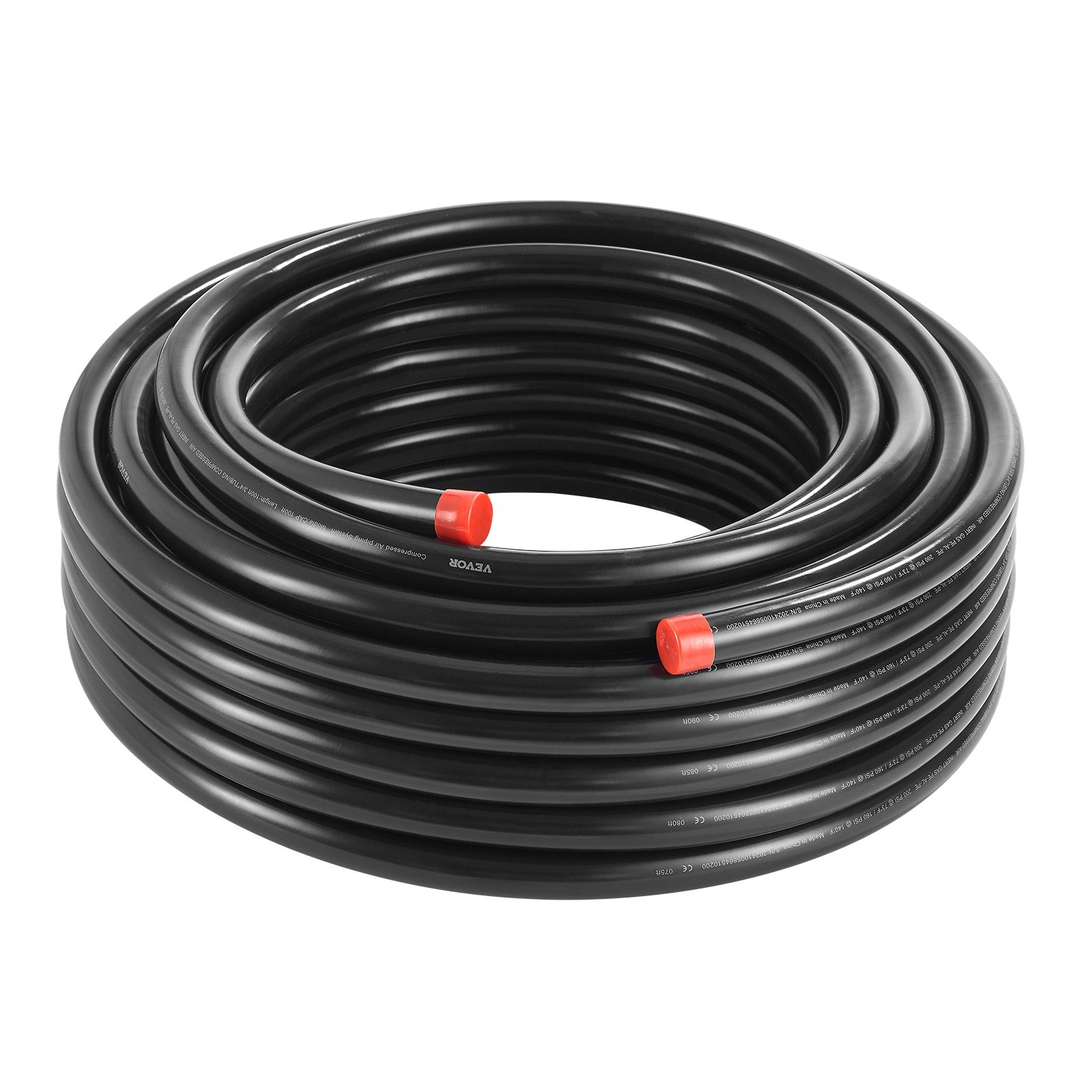 VEVOR Air Compressor Line Kit 3/4'' x 100FT PU Air Compressor Line System Black 