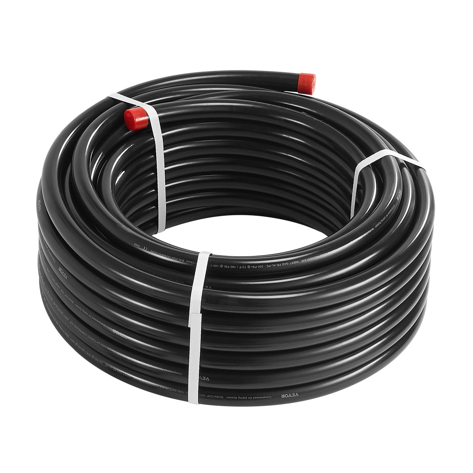 VEVOR Air Compressor Line Kit 3/4'' x 100FT PU Air Compressor Line System Black 