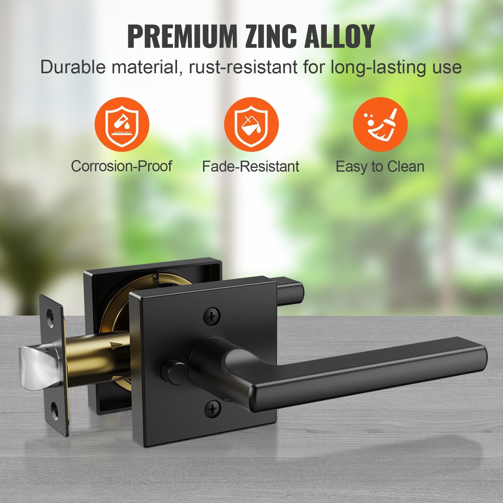 Privacy Door Handle 5PCS Matte Black Square Door Lever Interior Reversible Lever 