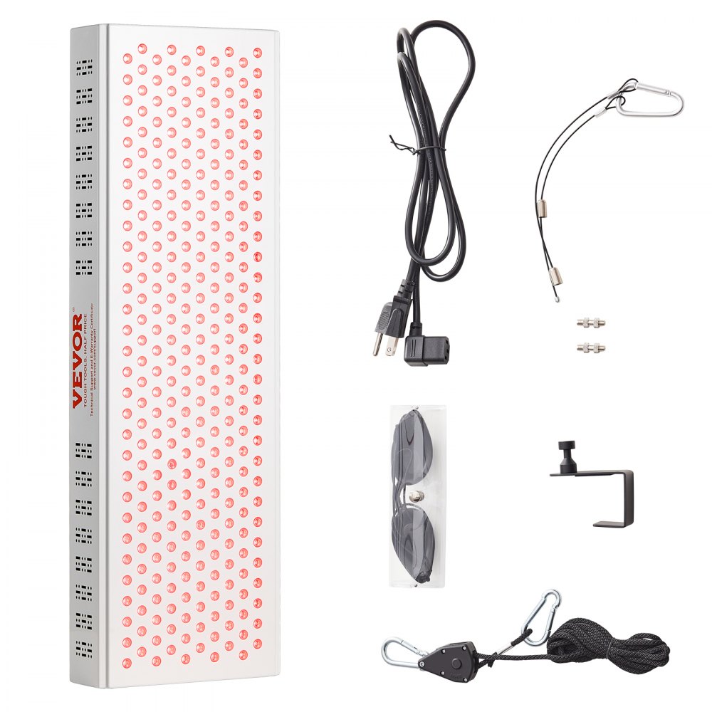 VEVOR Red Light Therapy for Whole Body, 300 Dual-Chip LEDS, 10Hz/40Hz Pulse, 3 Timing Setting, Red 660nm & Near Infrared 850nm Light Therapy Panel for Pain Relief, Wound Healing, Skin Health, 300W 