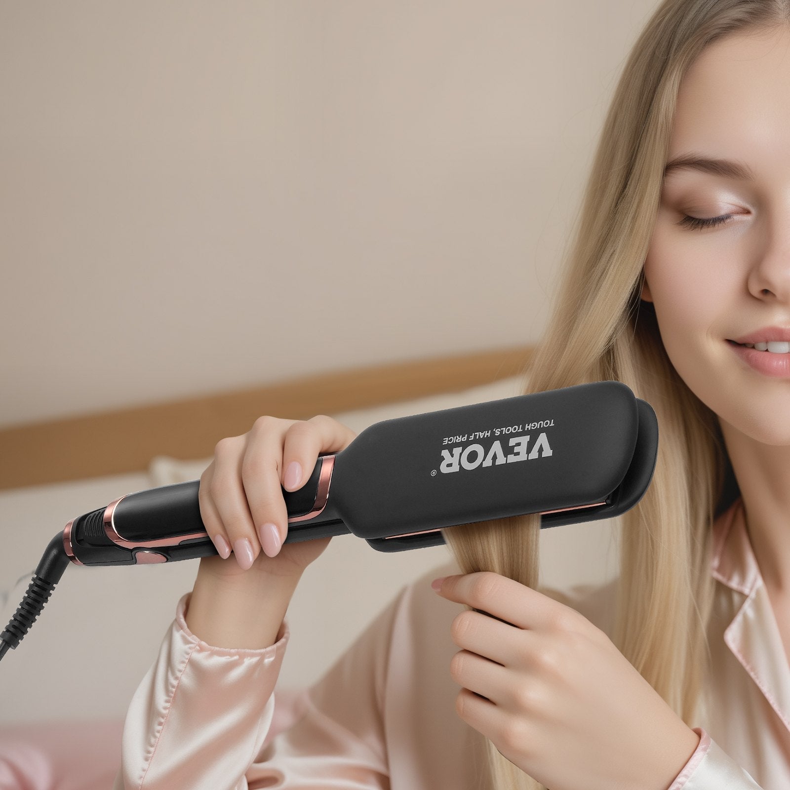 VEVOR 2-inch Hair Straightener Flat Iron with Infrared Technology & Negative Ion 