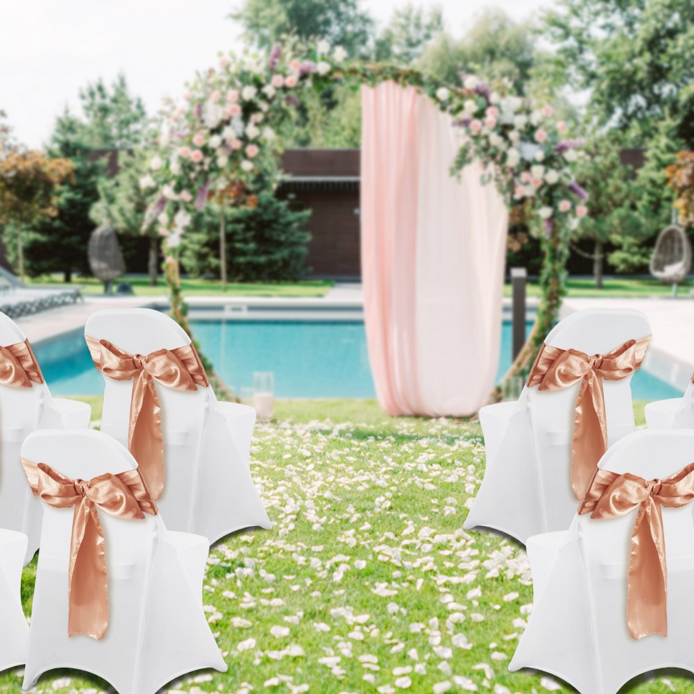 VEVOR Stretch Spandex Folding Chair Covers, Universal Fitted Chair Cover, Removable Washable Protective Slipcovers, for Wedding, Holiday, Banquet, Party, Celebration, Dining (100PCS White) 