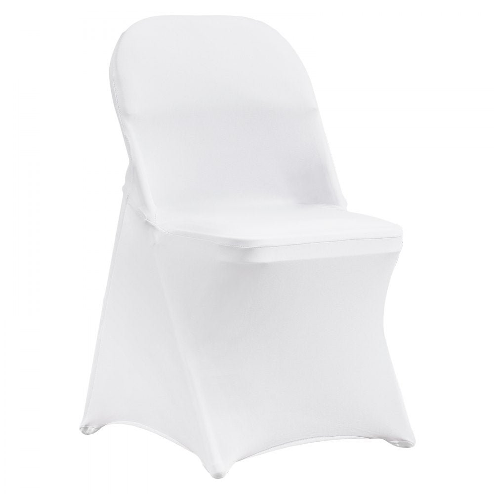 VEVOR Stretch Spandex Folding Chair Covers, Universal Fitted Chair Cover, Removable Washable Protective Slipcovers, for Wedding, Holiday, Banquet, Party, Celebration, Dining (100PCS White) 