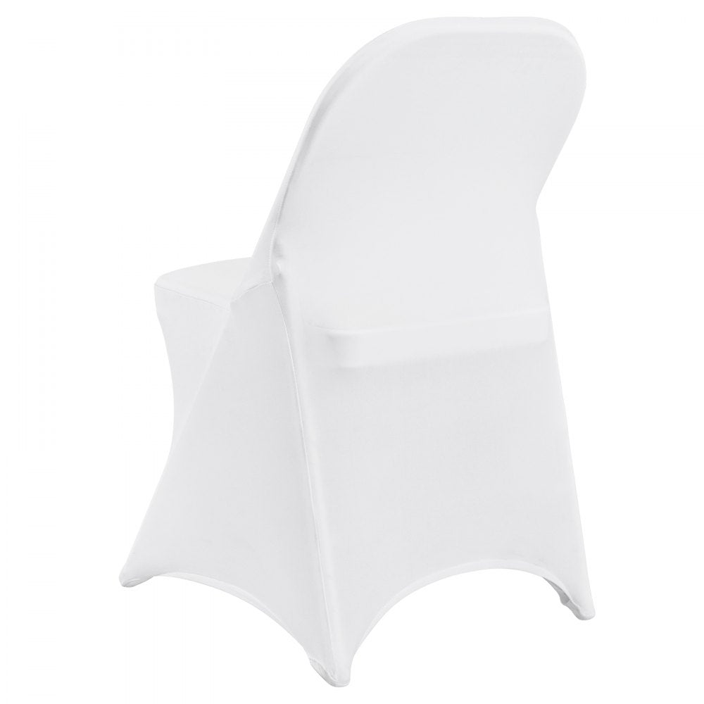 VEVOR Stretch Spandex Folding Chair Covers, Universal Fitted Chair Cover, Removable Washable Protective Slipcovers, for Wedding, Holiday, Banquet, Party, Celebration, Dining (100PCS White) 