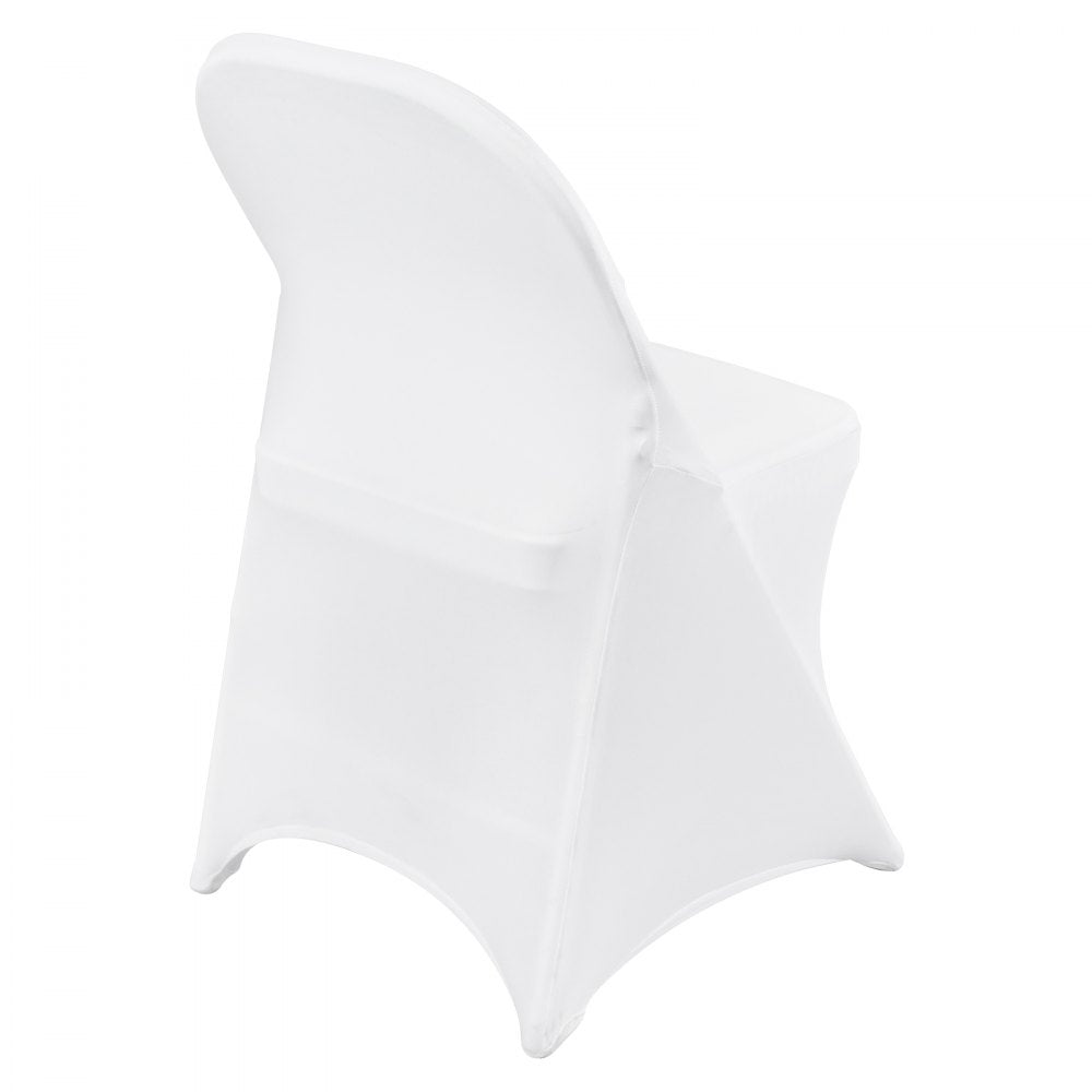 VEVOR Stretch Spandex Folding Chair Covers, Universal Fitted Chair Cover, Removable Washable Protective Slipcovers, for Wedding, Holiday, Banquet, Party, Celebration, Dining (100PCS White) 