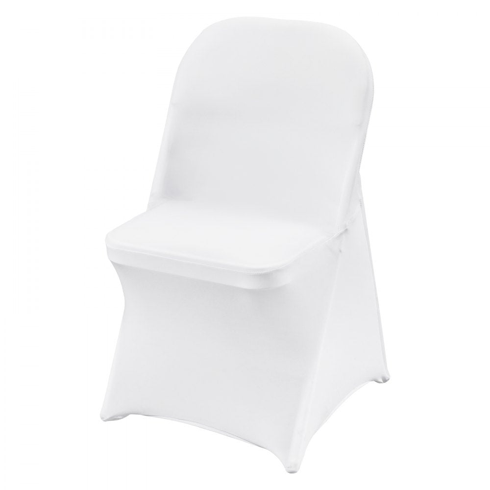 VEVOR Stretch Spandex Folding Chair Covers, Universal Fitted Chair Cover, Removable Washable Protective Slipcovers, for Wedding, Holiday, Banquet, Party, Celebration, Dining (100PCS White) 