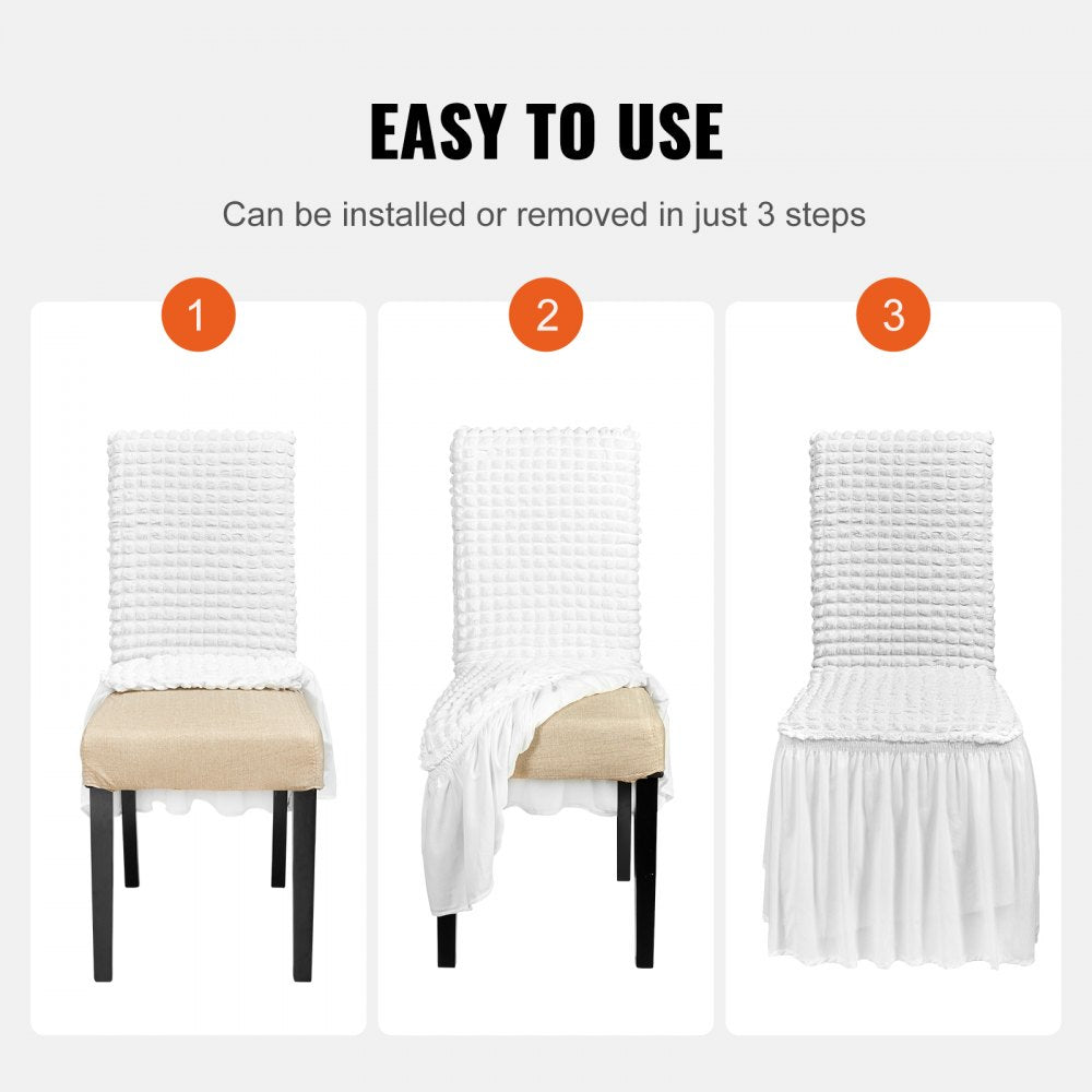 VEVOR Stretch Spandex Folding Chair Covers, Universal Fitted Chair Cover with Skirt, Removable Washable Protective Slipcovers, for Wedding, Holiday, Banquet, Party, Celebration, Dining (4 PCS White) 