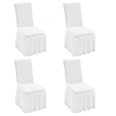 VEVOR Stretch Spandex Folding Chair Covers, Universal Fitted Chair Cover with Skirt, Removable Washable Protective Slipcovers, for Wedding, Holiday, Banquet, Party, Celebration, Dining (4 PCS White) 