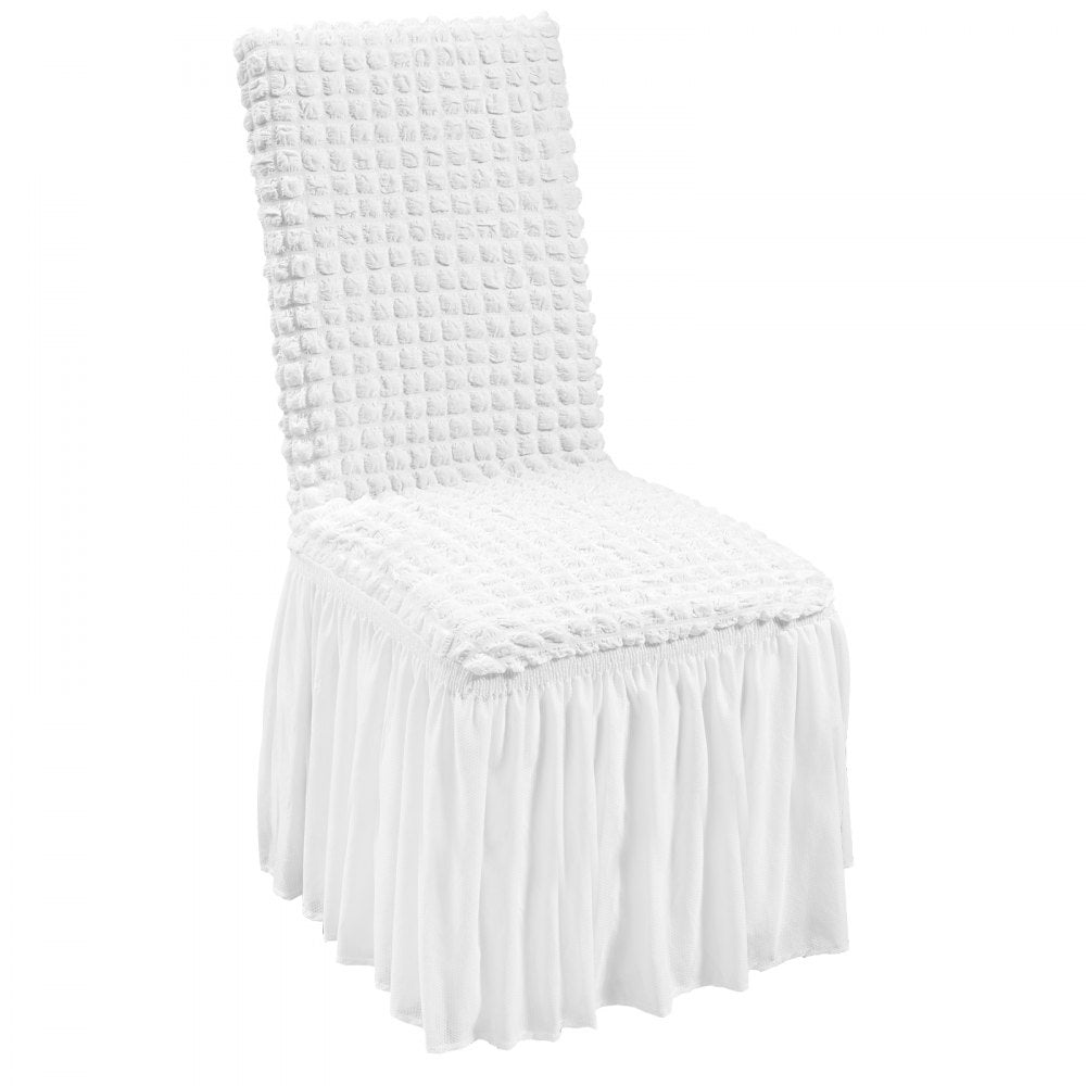 VEVOR Stretch Spandex Folding Chair Covers, Universal Fitted Chair Cover with Skirt, Removable Washable Protective Slipcovers, for Wedding, Holiday, Banquet, Party, Celebration, Dining (4 PCS White) 
