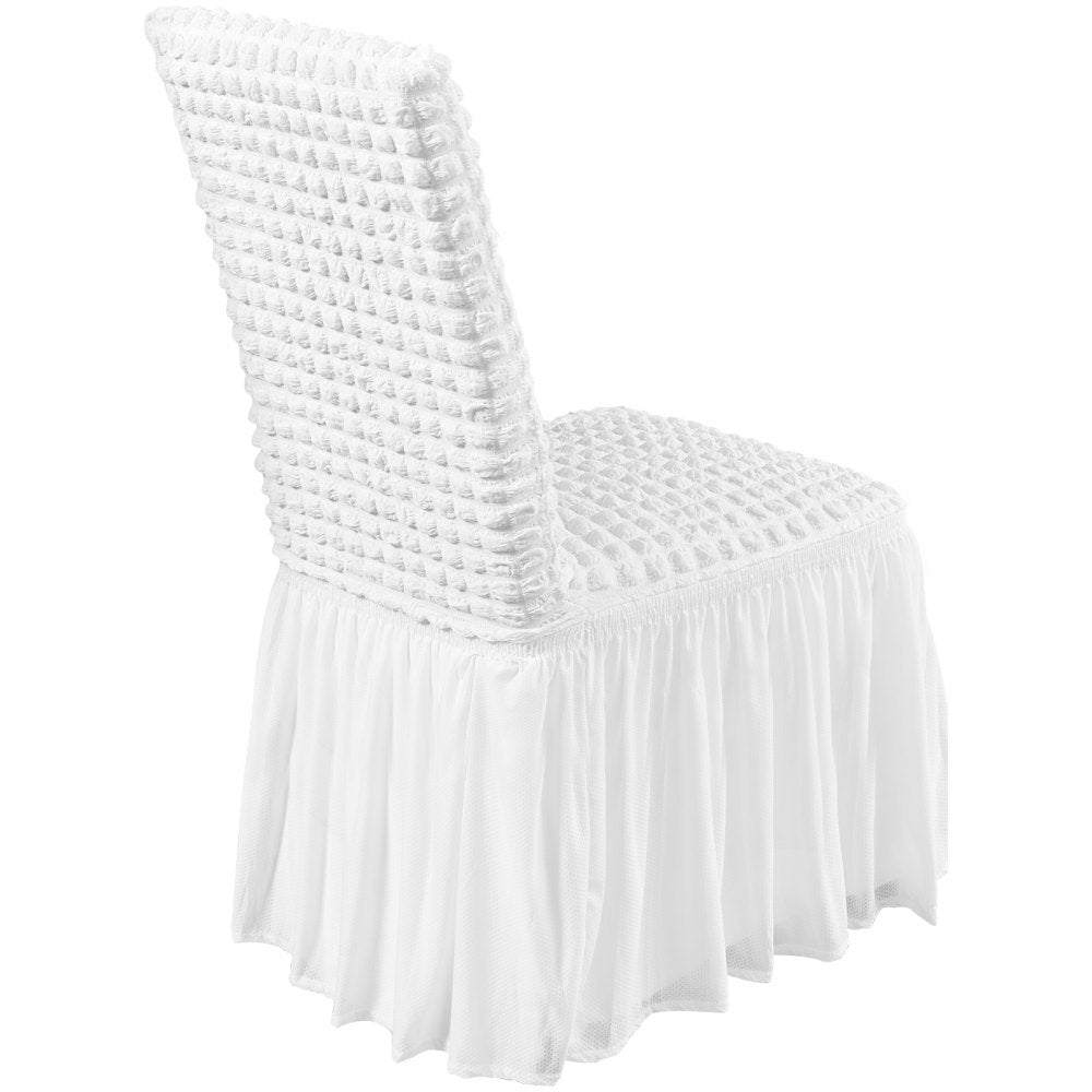 VEVOR Stretch Spandex Folding Chair Covers, Universal Fitted Chair Cover with Skirt, Removable Washable Protective Slipcovers, for Wedding, Holiday, Banquet, Party, Celebration, Dining (4 PCS White) 