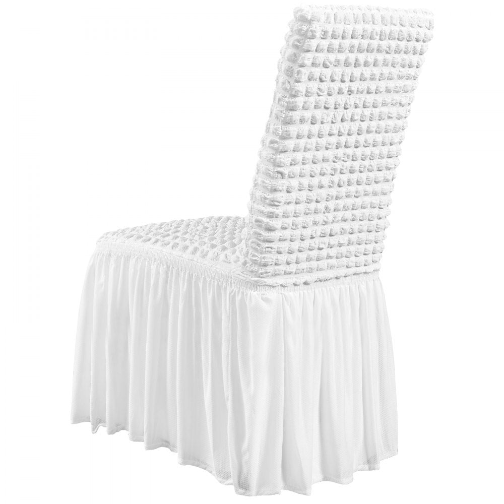 VEVOR Stretch Spandex Folding Chair Covers, Universal Fitted Chair Cover with Skirt, Removable Washable Protective Slipcovers, for Wedding, Holiday, Banquet, Party, Celebration, Dining (4 PCS White) 