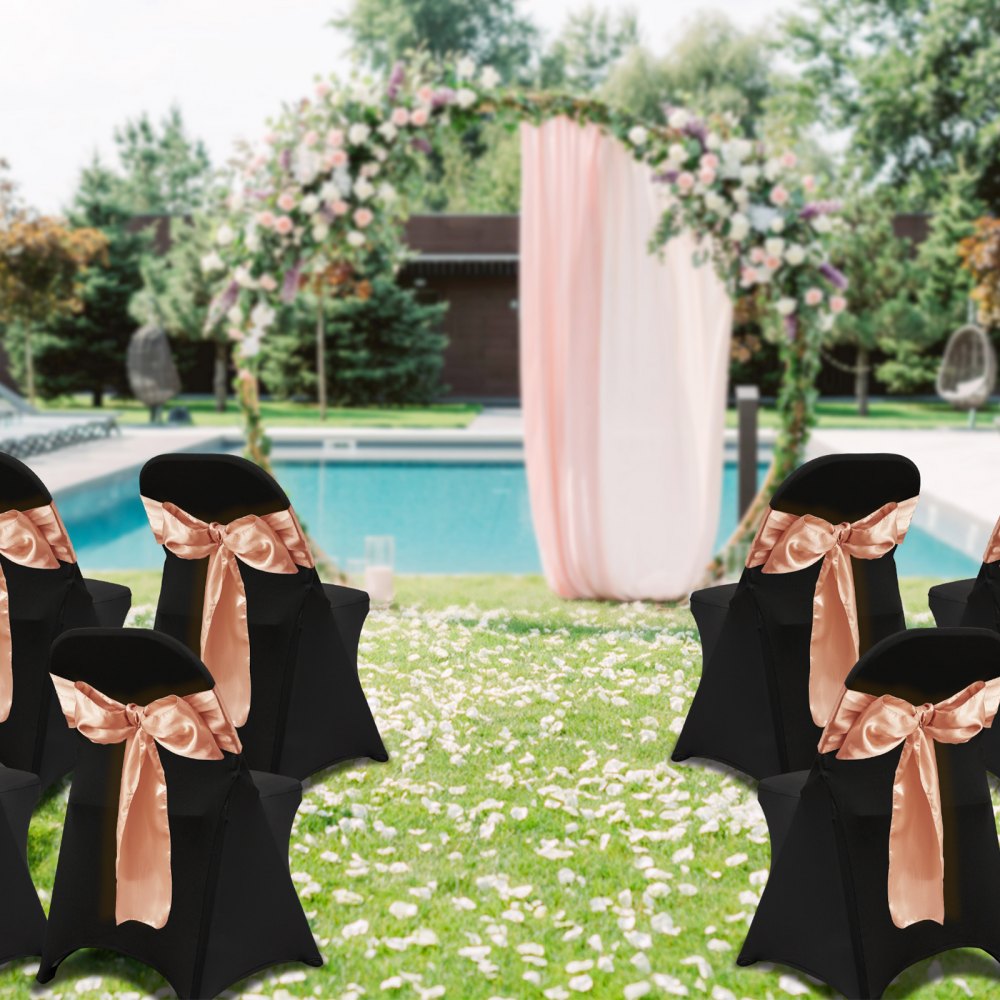 VEVOR Stretch Spandex Folding Chair Covers, Universal Fitted Chair Cover, Removable Washable Protective Slipcovers, for Wedding, Holiday, Banquet, Party, Celebration, Dining (30PCS Black) 