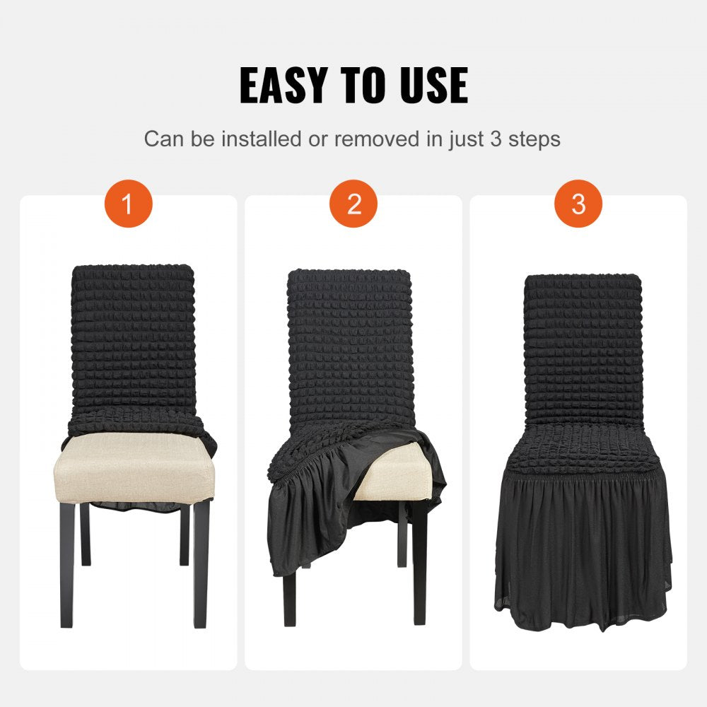 VEVOR Stretch Spandex Folding Chair Covers, Universal Fitted Chair Cover with Skirt, Removable Washable Protective Slipcovers, for Wedding, Holiday, Banquet, Party, Celebration, Dining (4 PCS Black) 