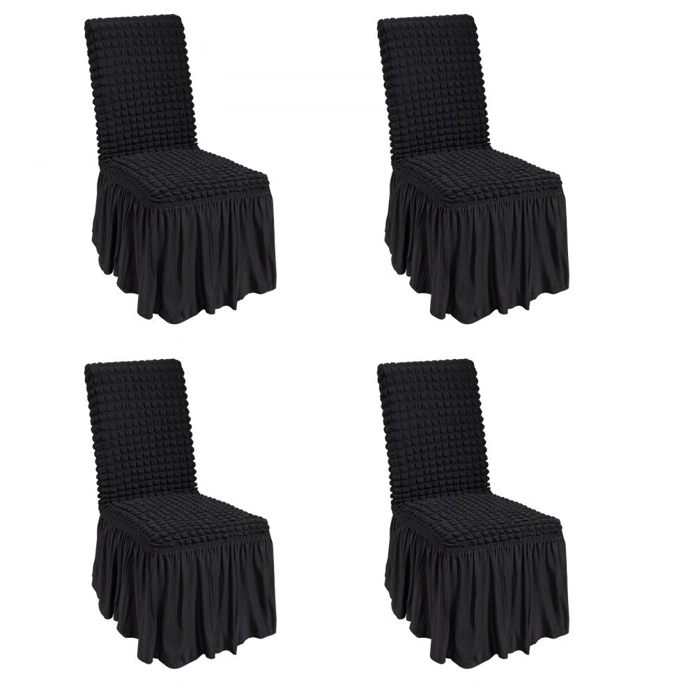VEVOR Stretch Spandex Folding Chair Covers, Universal Fitted Chair Cover with Skirt, Removable Washable Protective Slipcovers, for Wedding, Holiday, Banquet, Party, Celebration, Dining (4 PCS Black) 