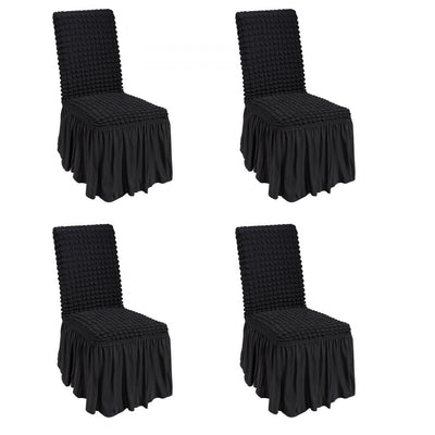 VEVOR Stretch Spandex Folding Chair Covers, Universal Fitted Chair Cover with Skirt, Removable Washable Protective Slipcovers, for Wedding, Holiday, Banquet, Party, Celebration, Dining (4 PCS Black) 