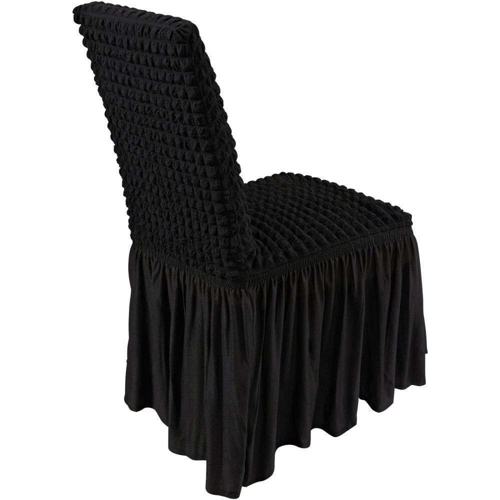 VEVOR Stretch Spandex Folding Chair Covers, Universal Fitted Chair Cover with Skirt, Removable Washable Protective Slipcovers, for Wedding, Holiday, Banquet, Party, Celebration, Dining (4 PCS Black) 