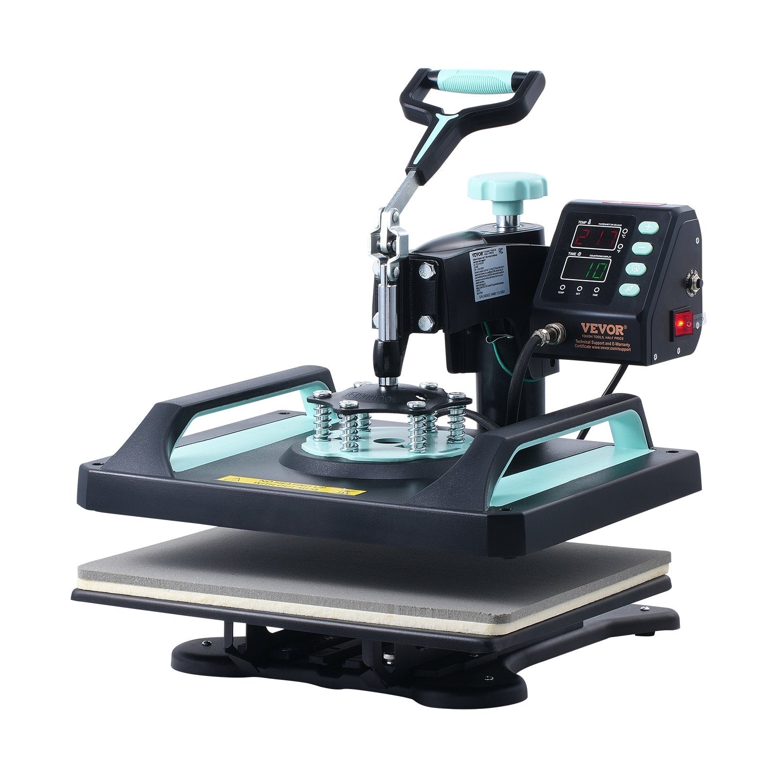 VEVOR 5 in 1 Heat Press Machine 12x15 in 30oz Tumbler Press T-Shirts Black+Green 