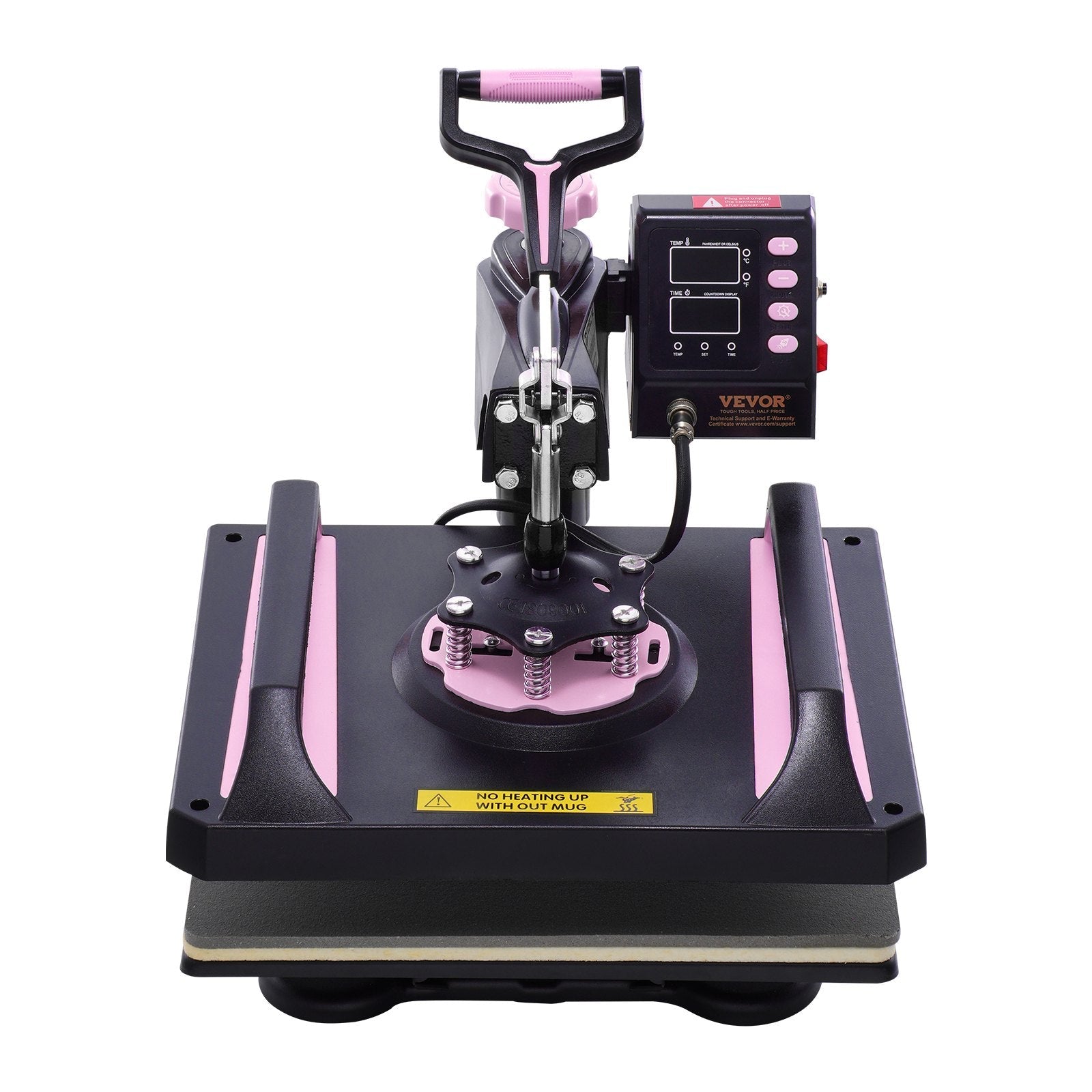 VEVOR 8 in 1 Heat Press Machine 12x15 in 30oz Tumbler Press T-Shirts Black+Pink 