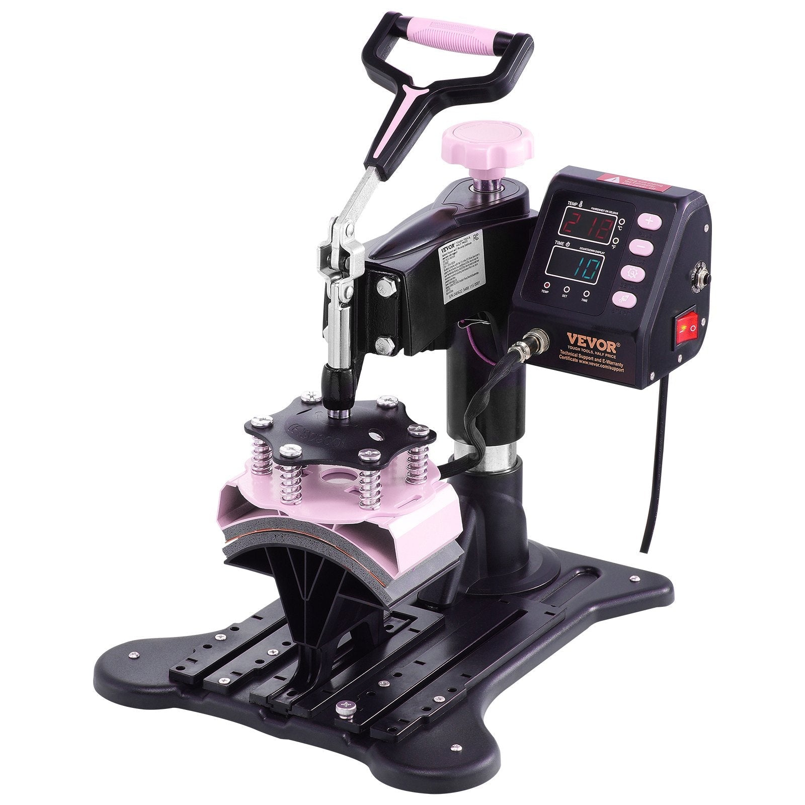VEVOR 8 in 1 Heat Press Machine 12x15 in 30oz Tumbler Press T-Shirts Black+Pink 