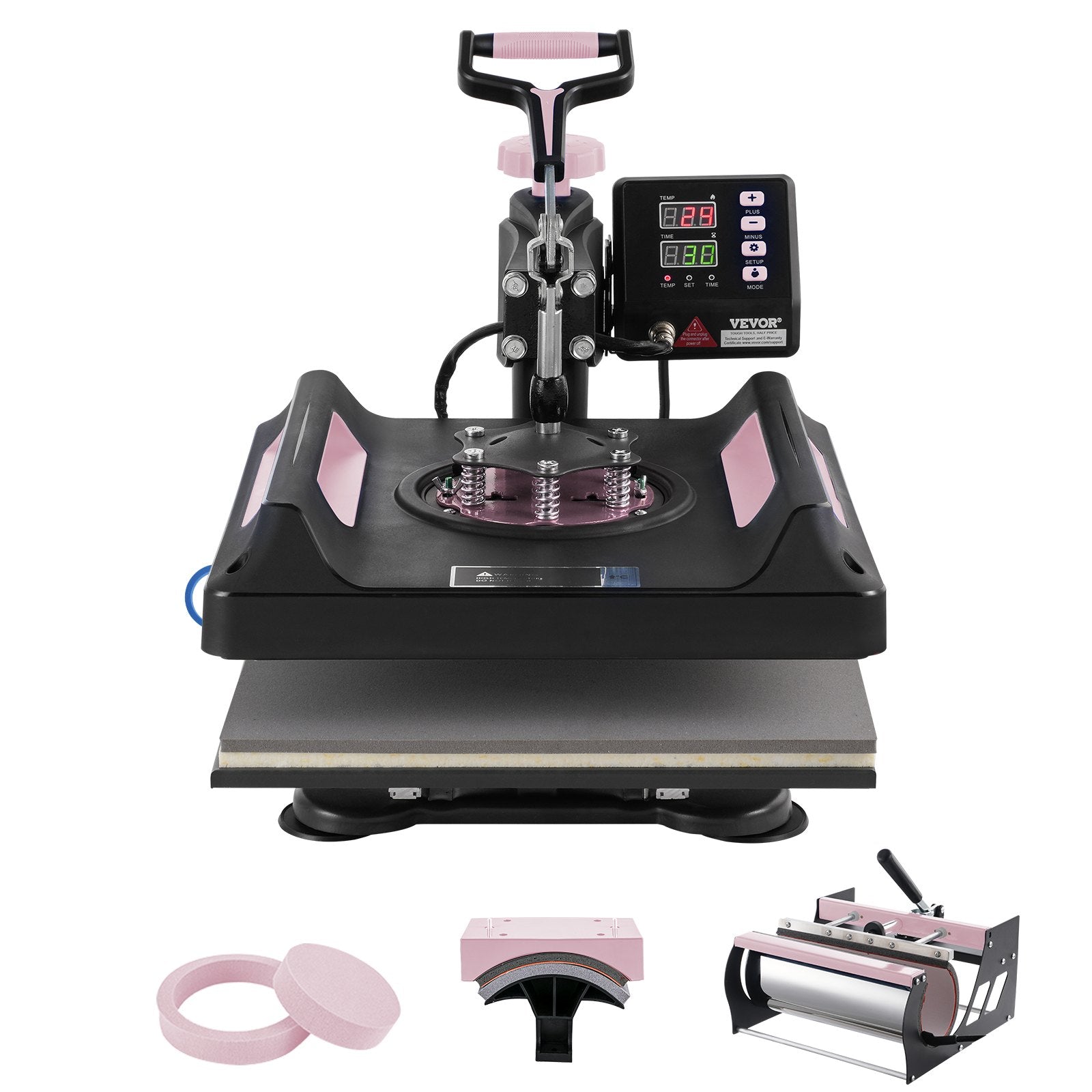 VEVOR 5 in 1 Heat Press Machine 15x15 in 30oz Tumbler Press T-Shirts Black 