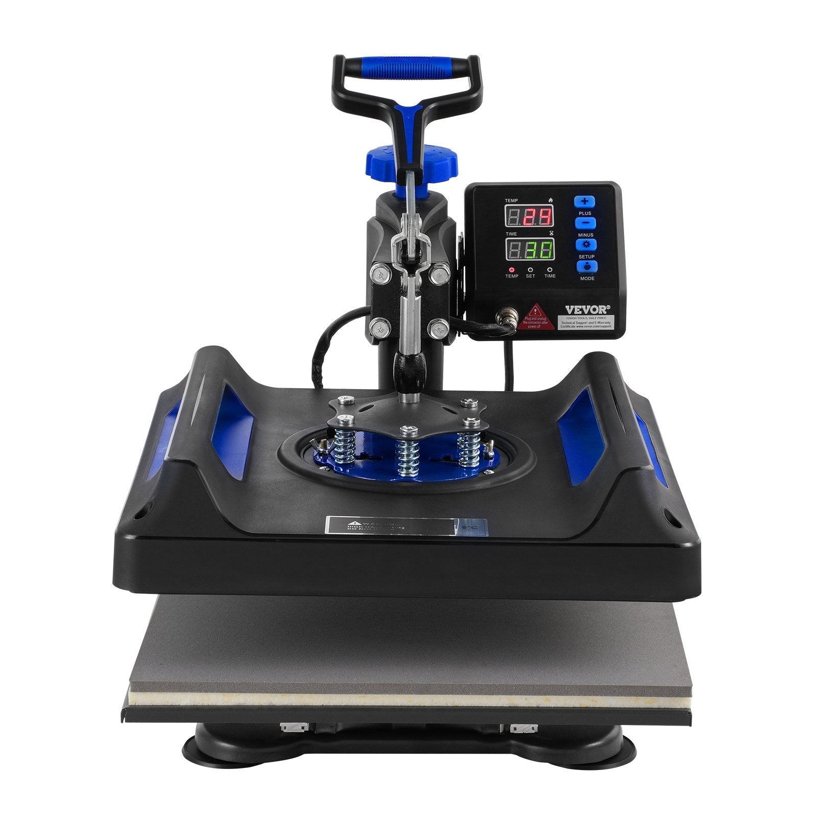 VEVOR 8 in 1 Heat Press Machine 15x15 in 30oz Tumbler Press T-Shirts Black+Blue 