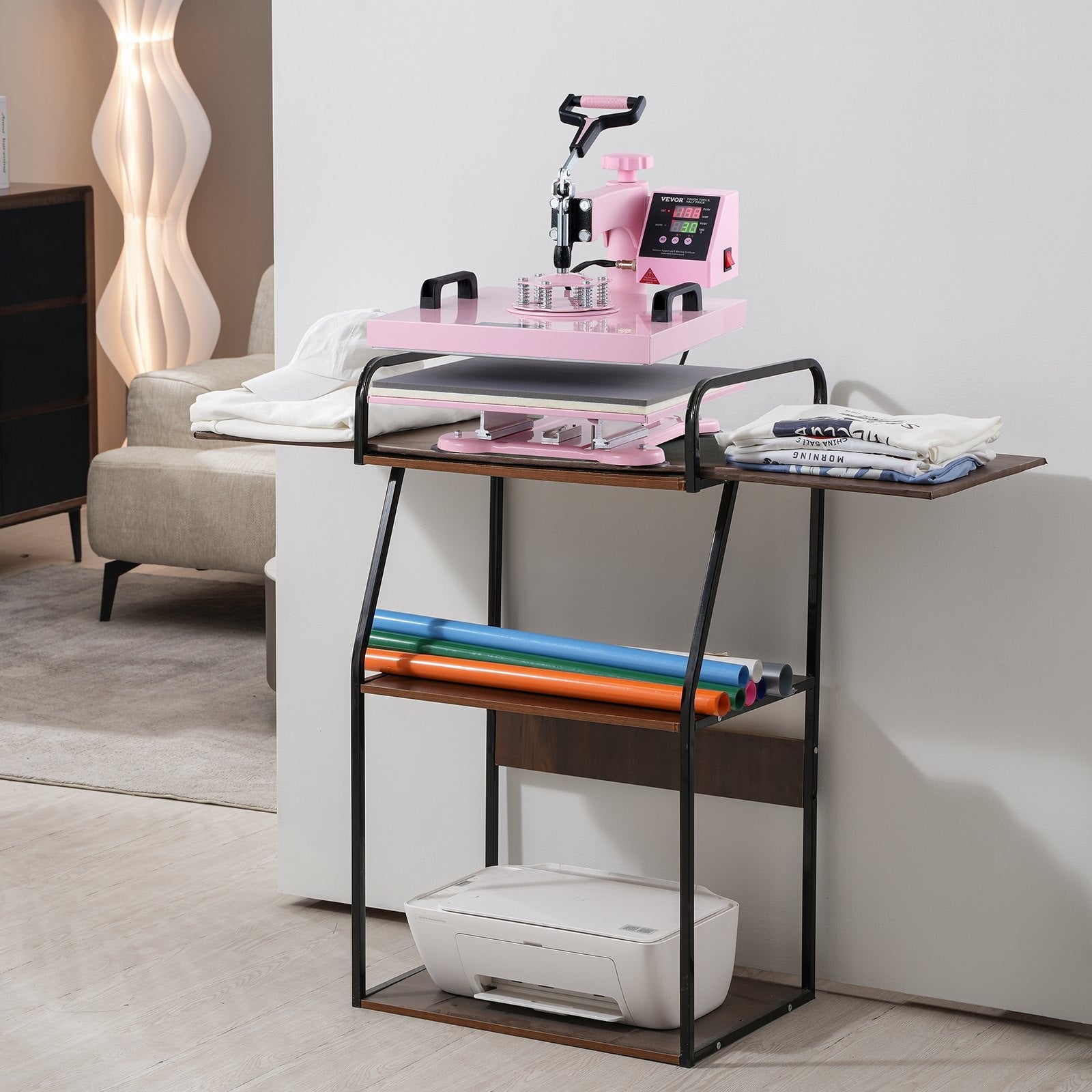 VEVOR Heat Press Machine 15x15 in 8 in 1 with 30oz Tumbler Press T-Shirts Pink 