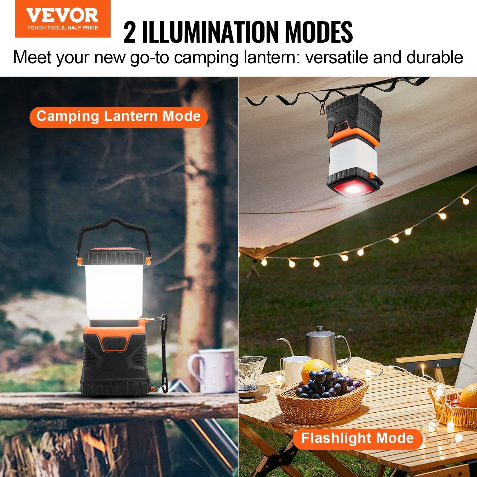 VEVOR LED Camping Lantern Battery Powered All-in-one for Exceptional Experience 