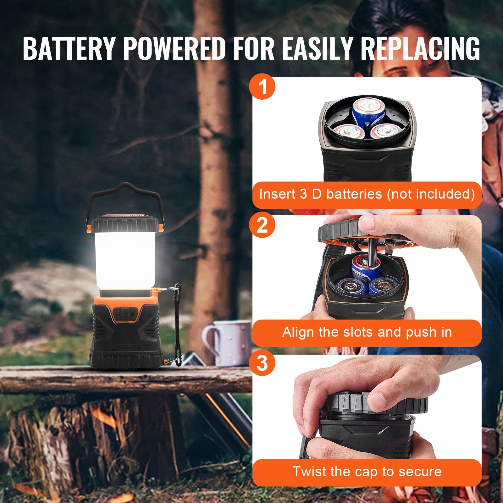 VEVOR LED Camping Lantern Battery Powered All-in-one for Exceptional Experience 