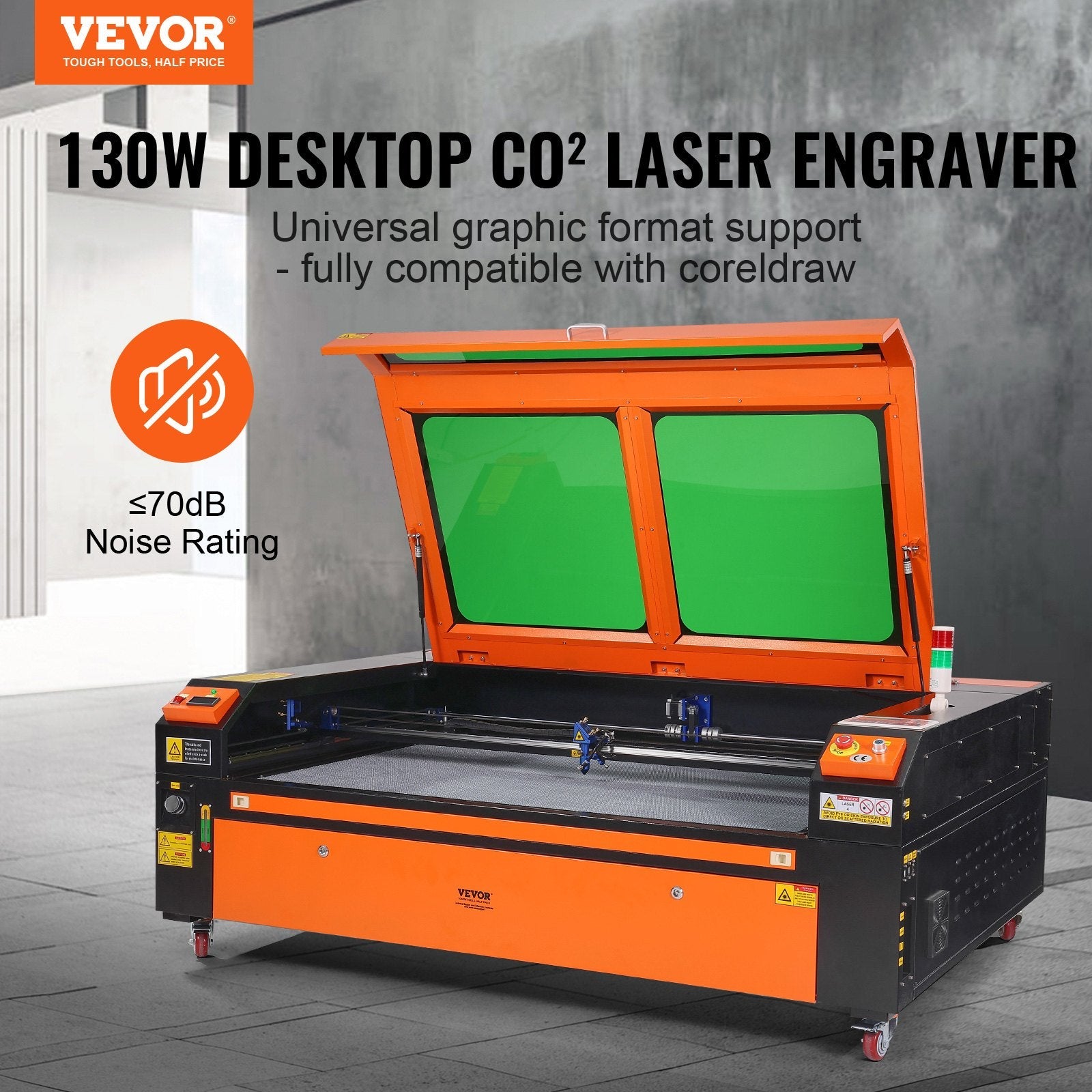 VEVOR 130W CO2 Laser Engraver and Cutter 35 x 55 in 19.7 IPS Engraving Machine 
