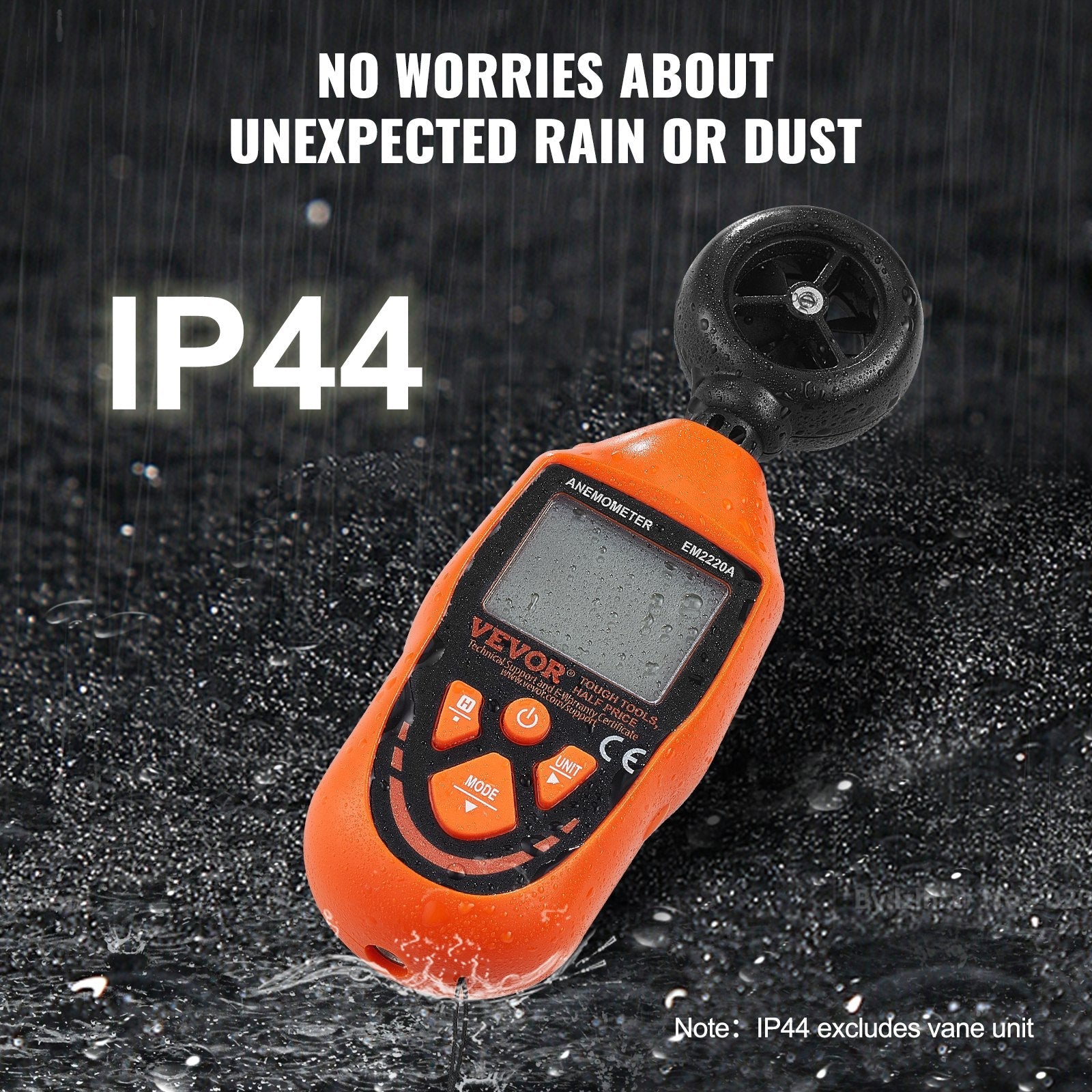 VEVOR Handheld Anemometer, 14?-113?, Digital Wind Speed Meter Gauge with LED Backlight Screen, Measures Wind Velocity Wind Temperature Air Flow Wind Chill, for Sailing Surfing Drone Flying HVAC 